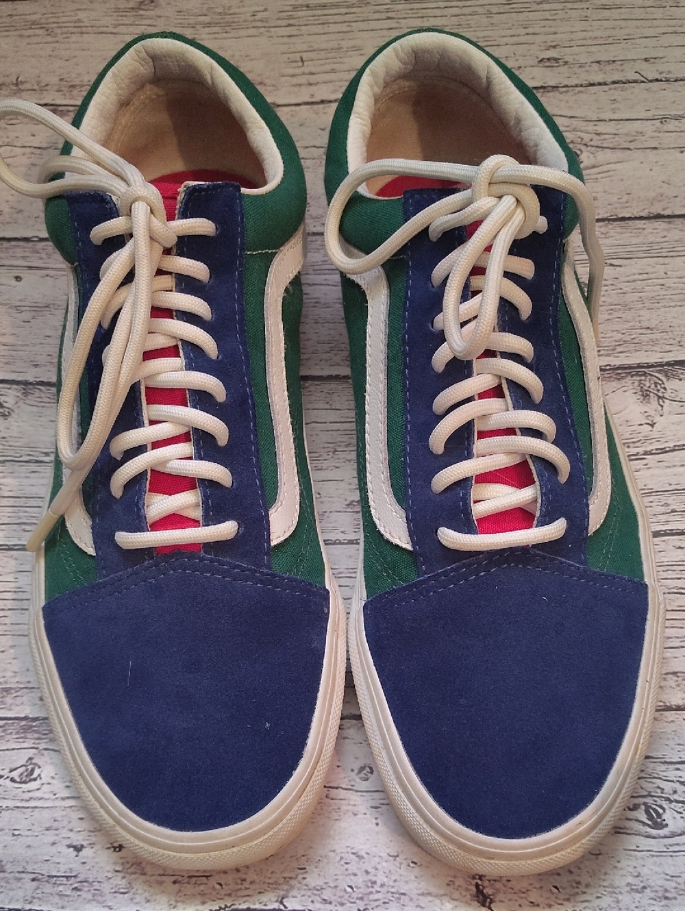Vans Low-Top Sneakers in Blue, Green, White & Red